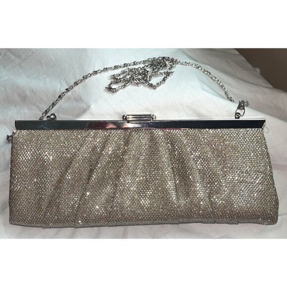 Jessica McClintock Evening Bag Clutch Silver Mesh Special Occasion Elegant Women - Picture 3 of 12